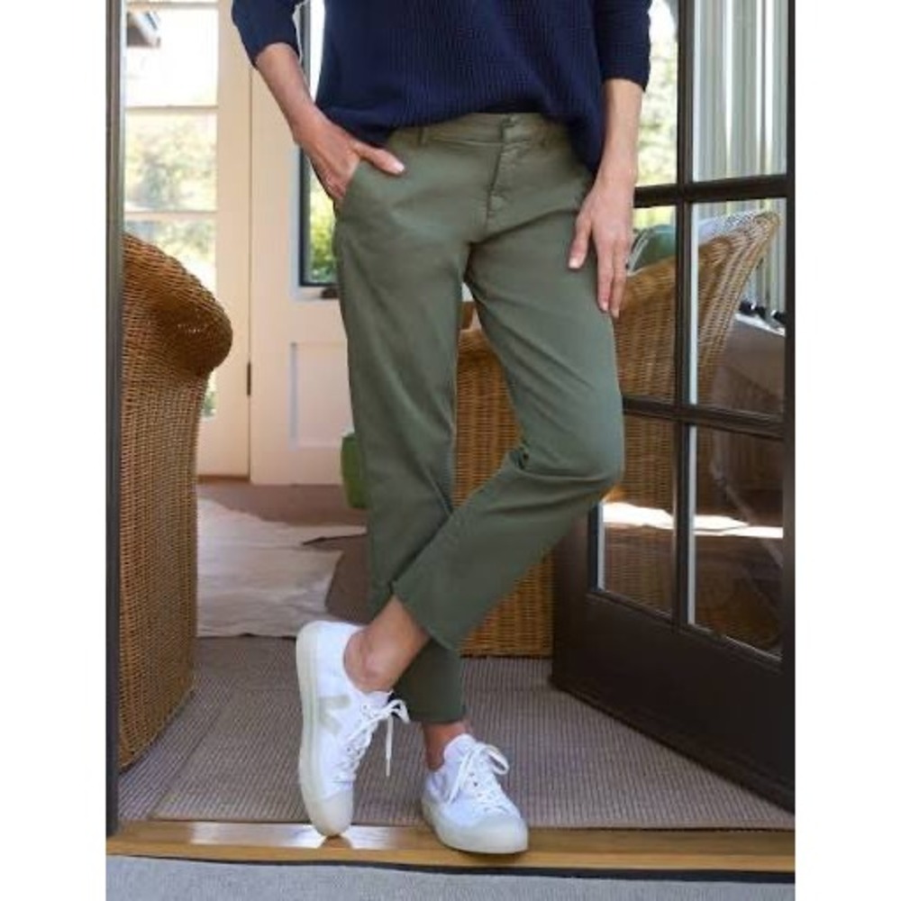 Frank & Eileen Wicklow Italian Performance Twill Crop Chinos Army Green Size 10